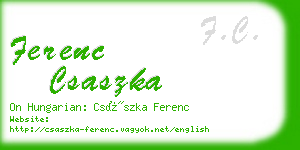 ferenc csaszka business card